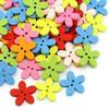 New 100Pcs 2-hole Mixed Flower Wooden Decorative Buttons Suitable For Sewing Clip Arts And Crafts Multicolor 14x15mm