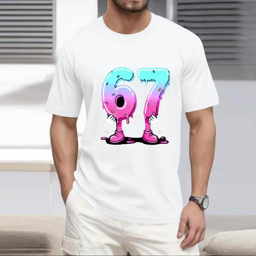 Men's  Popular T-shirt Printed Round Neck Short Sleeve T-shirt