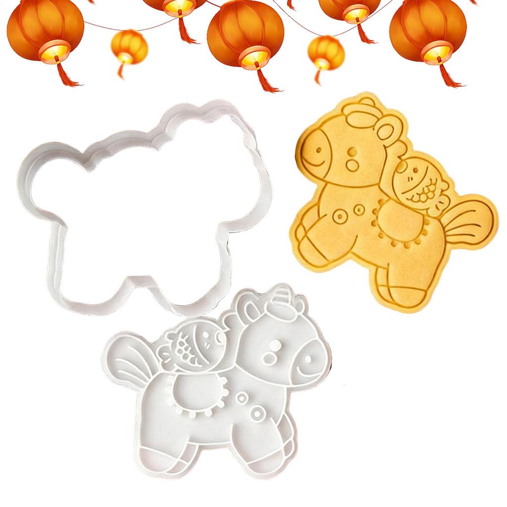 Cookie Cutter  2026 Year Of The Horse Cookie Cutter Horse Mold For Fondant Biscuits Easy Release DIY Cookie Stamp Bakery Tools