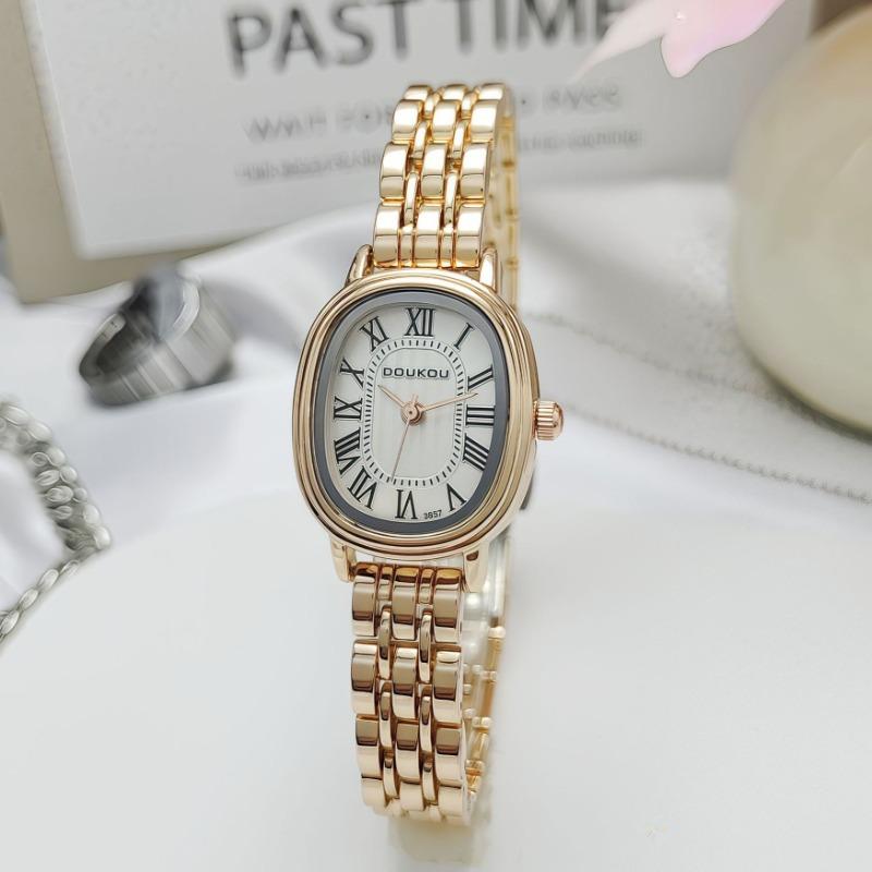 Luxury Gift Women Oval Dial Quartz Watch Adjustable Ladies Stainless Steel Strap Wristwatch Watch Dropshipping Reloj De Mujer