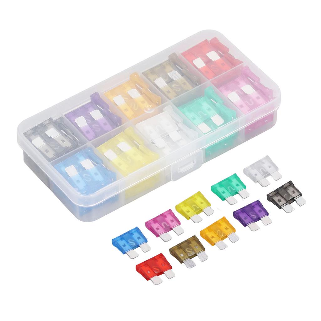 100Pcs Car Fuse Blade Medium 2A‑35A 10 Types Fuse Assortment Set Kit for Protection