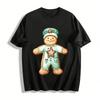 Christmas Gingerbread Man Officer Print Casual Top Pure Cotton T-shirt