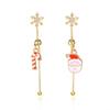 Fashion Christmas Tree Snowflake Earring For Women Santa Claus Asymmetric Tassel Earring New Year Festival Gift