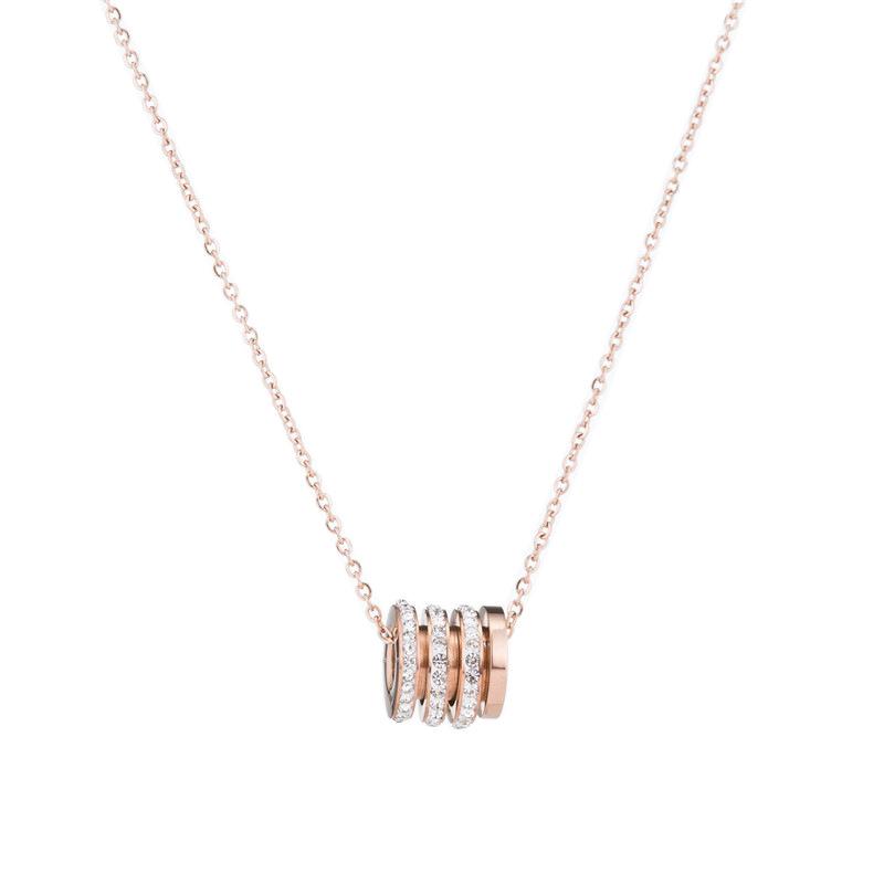 

Креативное инкрустированное бриллиантом три круга бриллиантовое ожерелье из титановой стали Модное индивидуальное ожерелье-цепочка из розового золота с ключицей