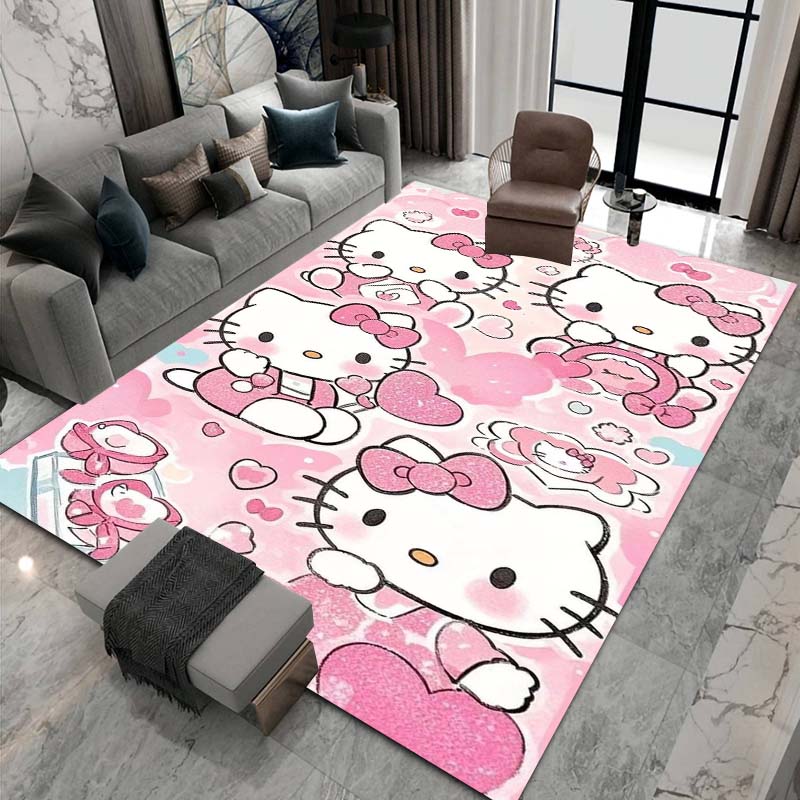 3DHello Kitty Cartoon Character Non-slip Rug for Living Room, Suitable for Bedrooms, Playrooms, Sofas, Home Decor Doormats.6