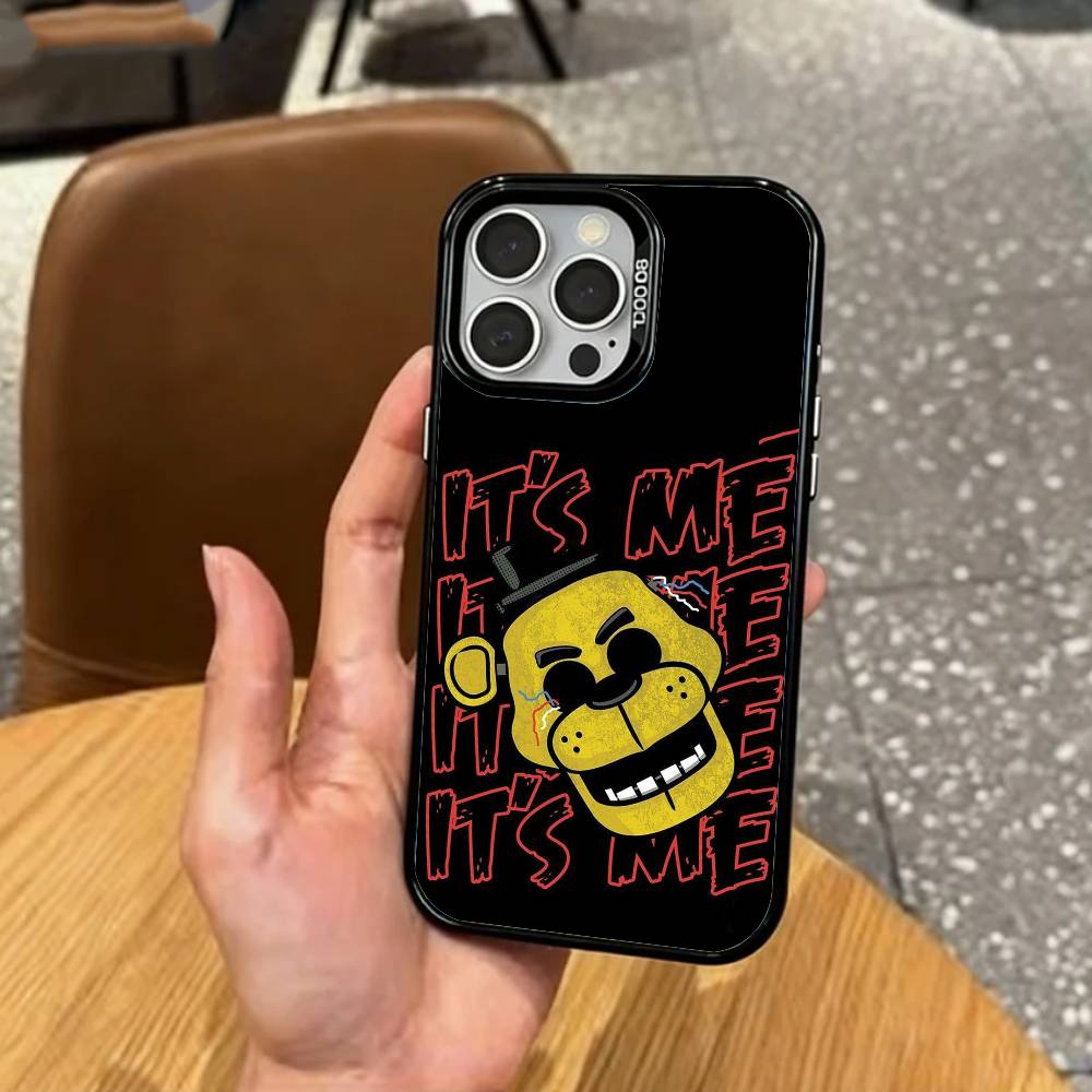 Five N-Nights At F-Freddys Fnaf Handyhülle für iPhone17,16,15,14,13,12,11 Plus,Pro Max Farbe Silberbeschichtet Innenabdeckung