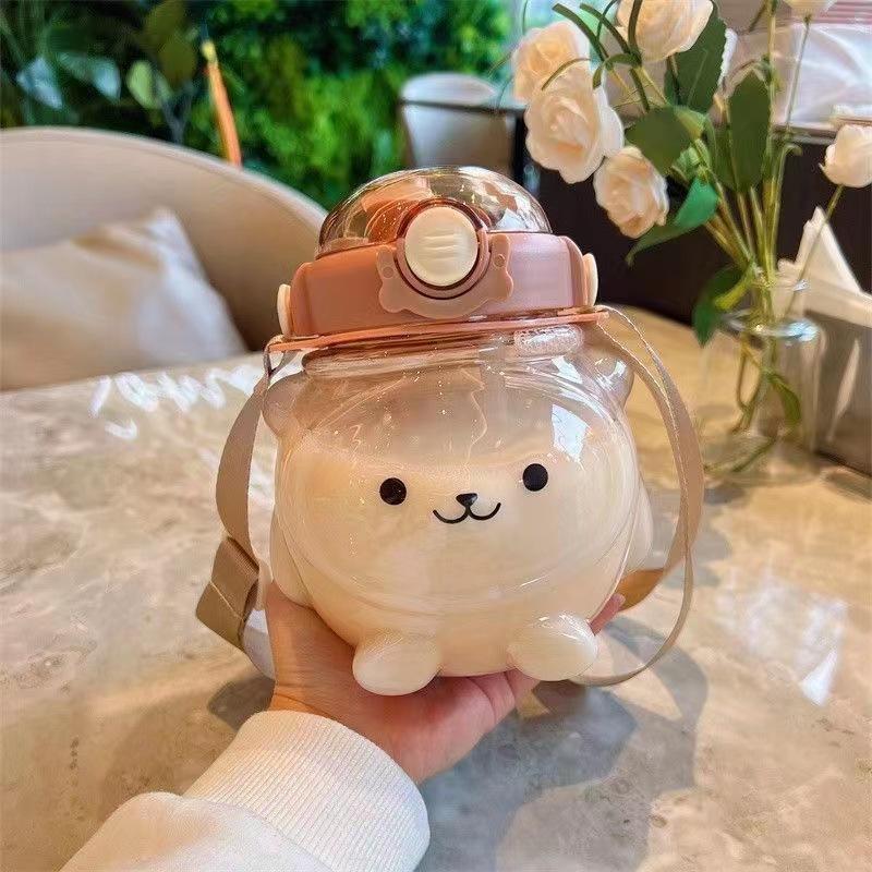 Plastic Water Cup Large Capacity Big Belly Cup Cup Ins High Value Water Cup with Straw Portable Cup