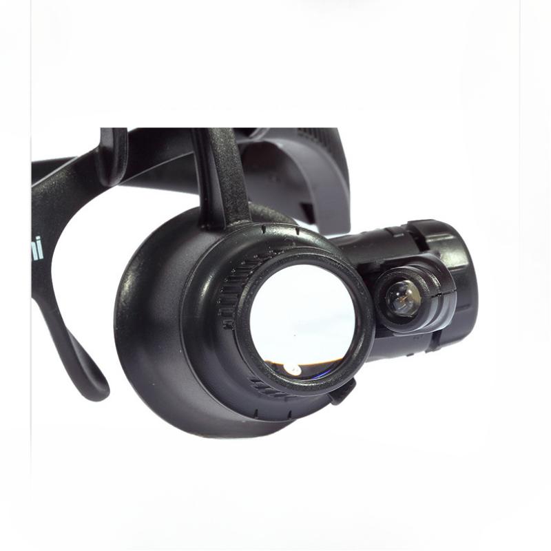 1Pc Glasses Type Binocular with LED Lights Magnifying Glass Watch Repair Four Sets of Lens Replacement