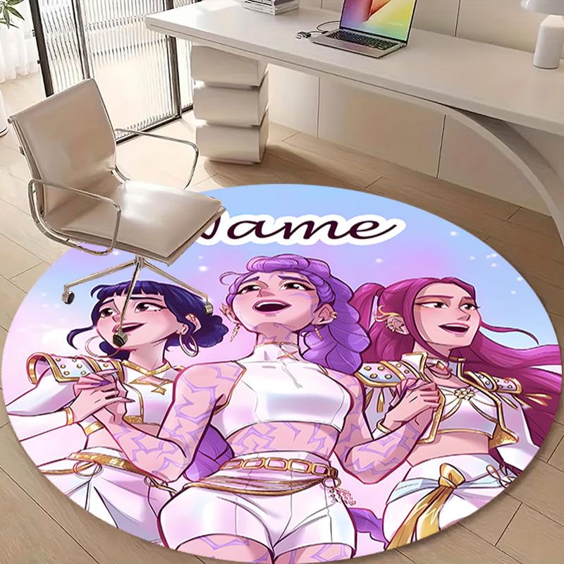 Personalized K-KPop Demon Hunters Round Chair Office Rug - Perfect for Mat, Office Chair & More - Ideal Gift for Birthdays and Holidays