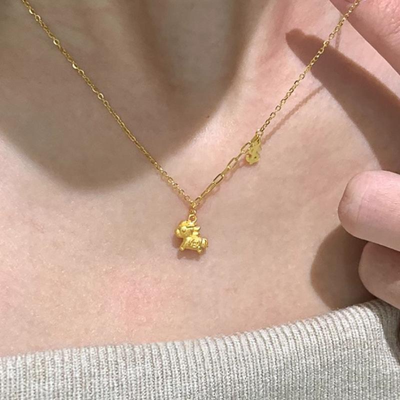 

Immediately Have Money Necklace Female New National Style Golden Pony Collarbone Chain Pony Neck Chain Cute Gift for Girls