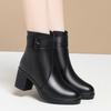Mid-heel Ankle Boots, Women's Single Boots, Chunky-heeled Cotton Shoes, Fleece and Thickened Cotton Boots