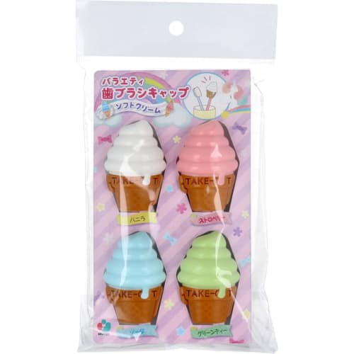 

Variety Toothbrush Caps, Soft Cream, for Children and Adults, Set of 4