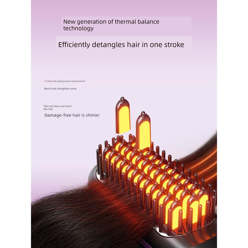 Portable Negative Ion Hair Straightening Comb That Doesn'T Damage Hair, Creates Volume, and Enhances the Top of the Head, Dual-Use Electric Comb