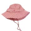Japanese Style Women's Sun Protection Plaid Hat with Butterfly Knot - Wide Brim for a Slimmer Look