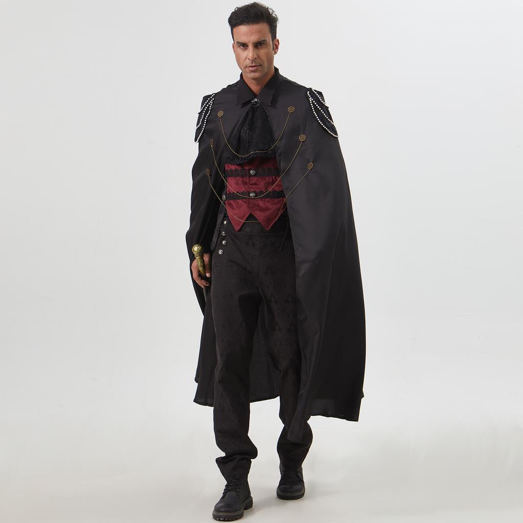 Medieval Retro Royal Cape Plus Shoulder Pads Men's and Women's Bead Curtains, Gear Chains, Hooded Capes, Performance Clothes