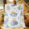 1pc Bohemian Bear & Cloud Blanket - Quilted Soft Breathable Cooling Bedspread, Cute Bear Cloud Animal Print Suitable for S, All-Season Cozy