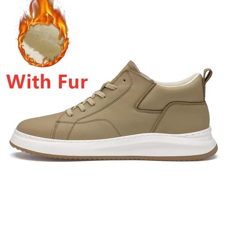 

Высокие кеды, теплые плюшевые меховые туфли, мужская обувь, натуральная кожа, мужские осенне-зимние ботинки, новые модные универсальные базовые ботинки 44