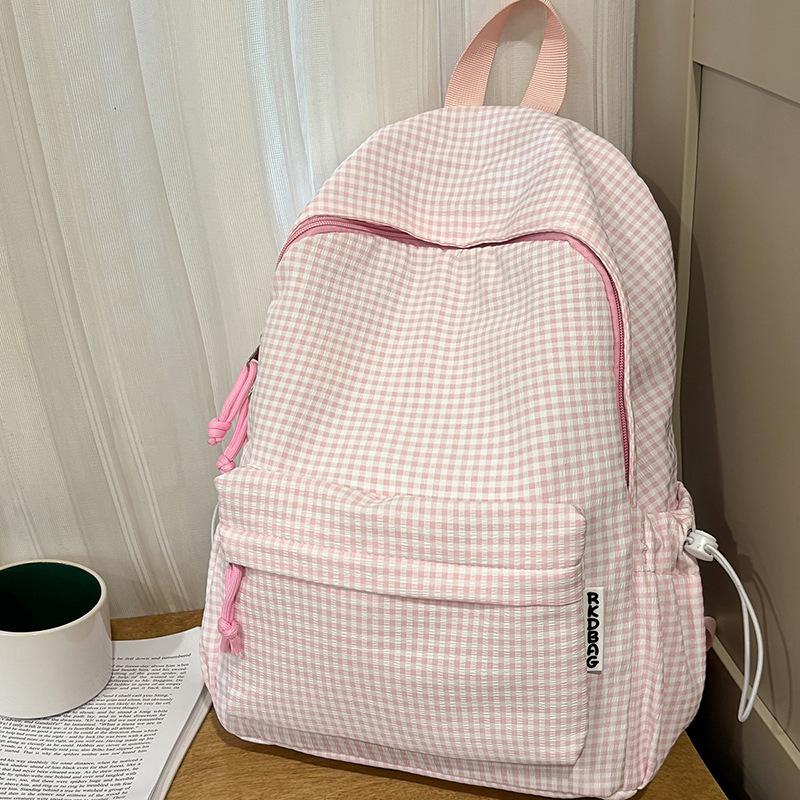 Large Capacity Casual Backpack Women's New Small Fresh College Style Student Schoolbag Plaid Backpack