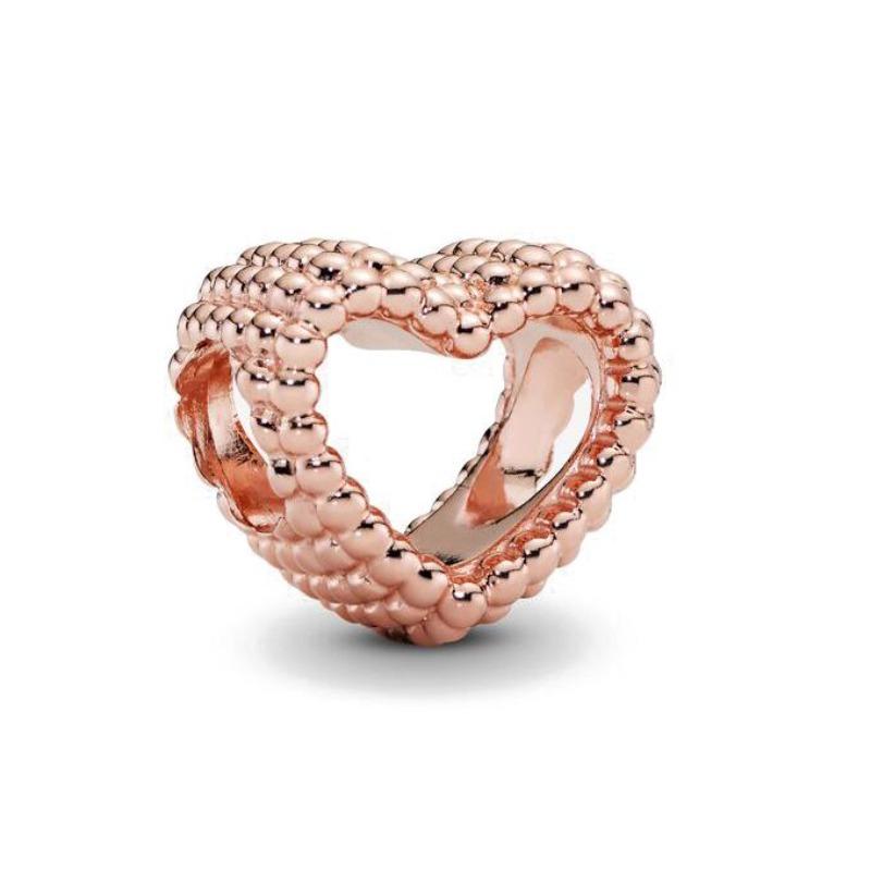 Copper Rose Gold Hollow Flower Leaf Love Dice Gift Box Diy Charm Beads Fit For Bracelets Necklaces Women'S Boutique Jewelry