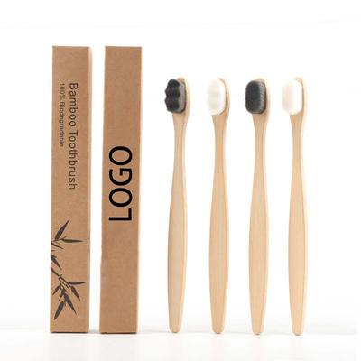 In Stock and Customization Recyclable Kraft Box 12000 Ultra Soft Nano Bristles Biodegradable Flat Handle Bamboo Toothbrush