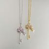 Pink Diamond Key Premium Zircon Clavicle Necklace, Luxury Elegant