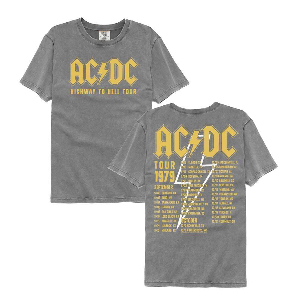 ACDC Highway To Hell Tour 1979 Grå Comfort Colors Musikk-skjorte