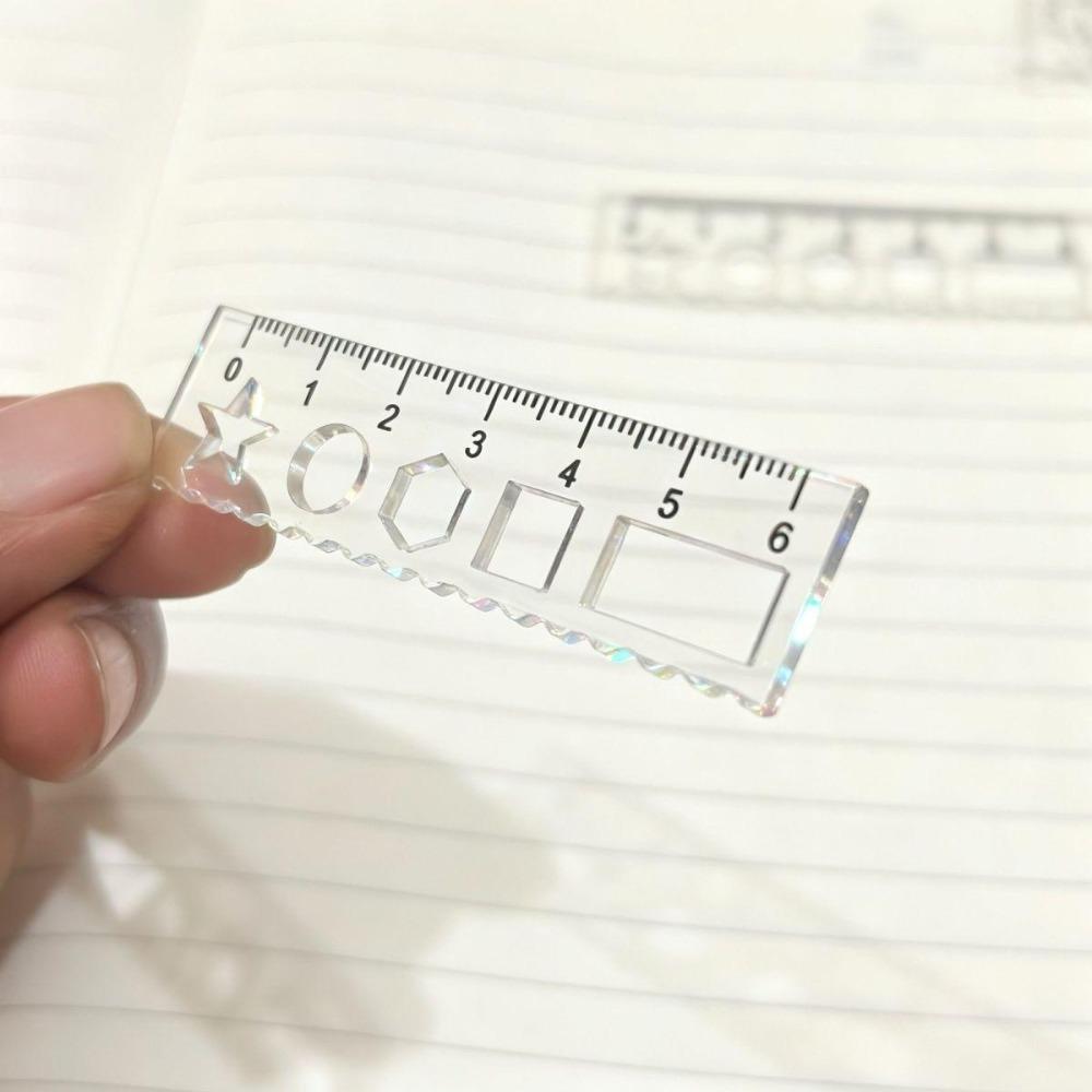 

1pcs Multi-functional Transparent Mini Ruler with Wave Line Drawing Measuring Tool Straight Ruler Pocket Protractor Students
