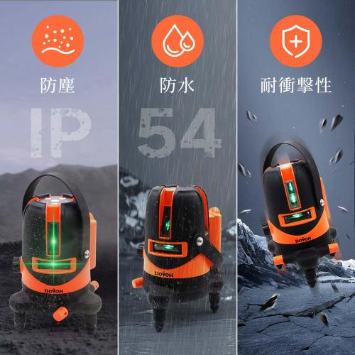 DOVOH Laser Level, 5-Line Green Laser, Automatic Correction, Tripod Included, 4-Direction Large Square Lines, Type-C Charging, In-Flight Charging, Rec