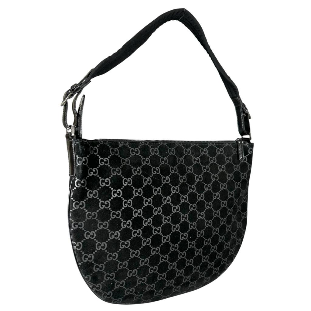Gucci Shoulder Bag Black Women GG Pattern Used