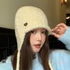 Soft waxy seam buckle small standard wool blended knitted ear protection hat autumn and winter versatile lace-up warm and cold-proof flying hat