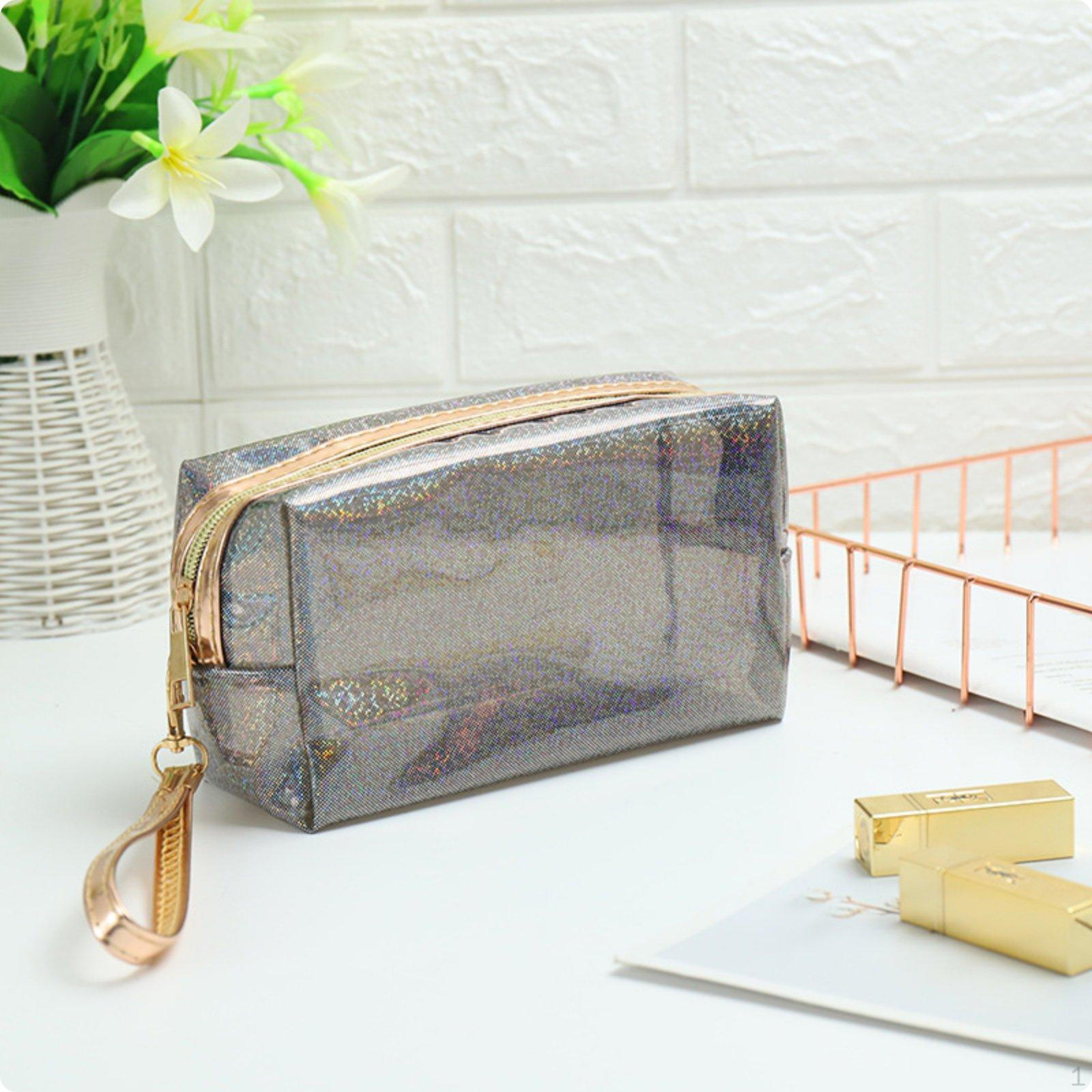 Transparent PVC Makeup Bag Large Capacity Travel Pouch Portable Waterproof чёрный