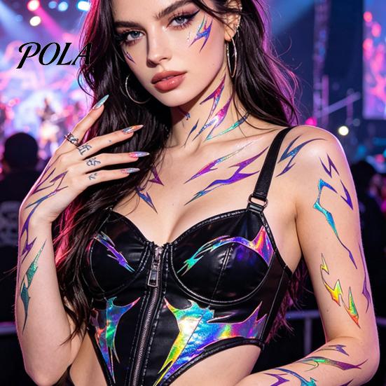 5 Sheets Holographic Lightning Tattoos, Waterproof Flash Temporary Stickers, Full Color Body Art for Festival Party Sale Goods