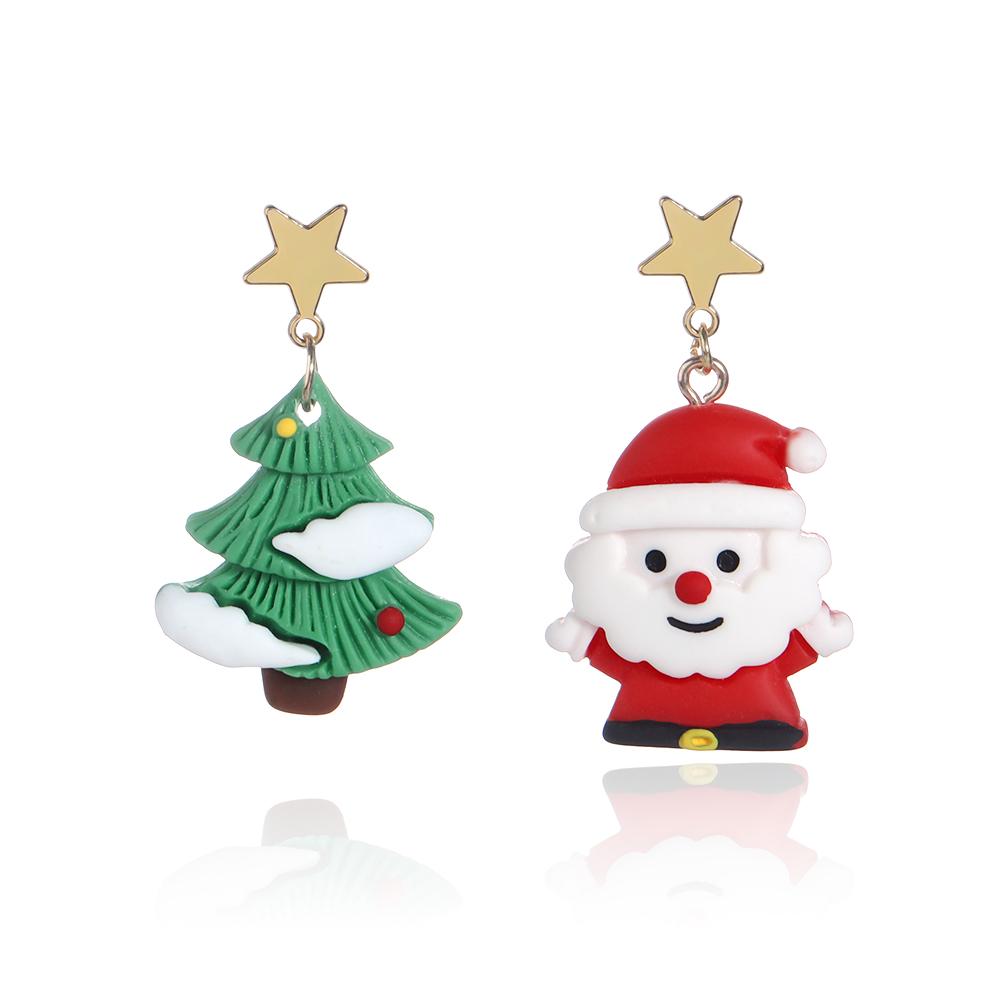 1 Pair/lot Christmas Resin Earrings Christmas Tree Santa Claus Snowman Snowflake Deer Bear Dangle Earrings For Girls Party Gifts
