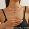 European & American Fashion Blue Crystal Necklace, Earrings & Bracelet Set - Hot Selling Three-Piece Full Diamond Design