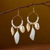 Trendy Ethnic Retro Multicolor Feather Beaded Circle Dangle Earrings