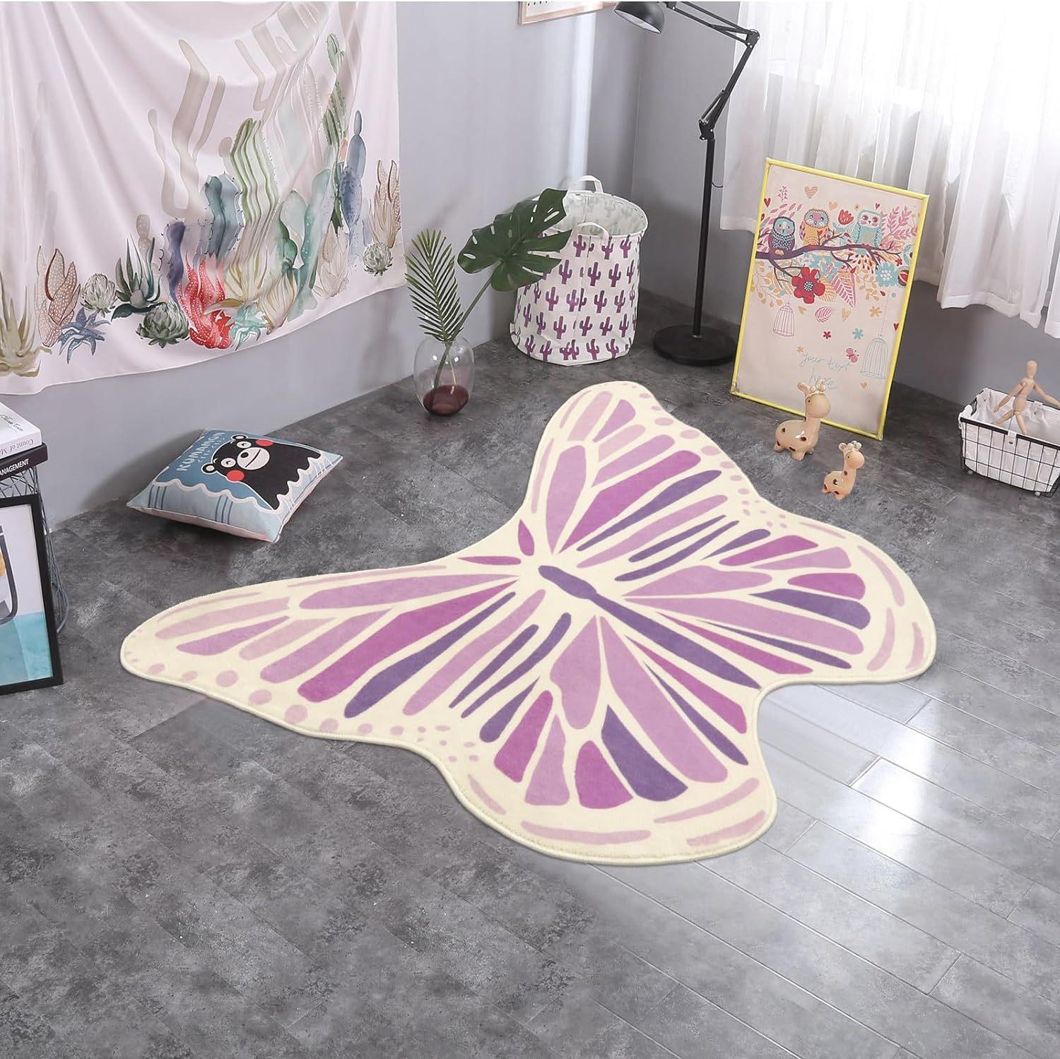 

Colorful Butterfly Carpet Living Room Carpet Bathroom Mat Children s Bedroom Bedside Carpet 60 * 60cm
