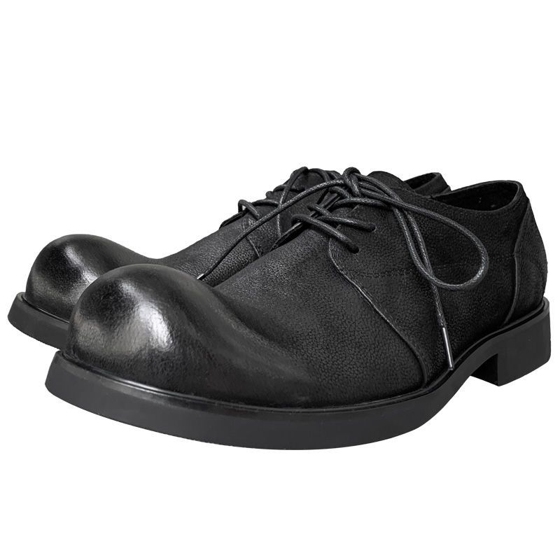 Fashion Retro Thick Bottom Big Toe Shoes Novelty Design Casual Shoes for Men Fashion Luxury Designer Style Lace-Up Leather Shoes