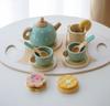 Wooden Afternoon Tea Set Toy Pretend Play Kitchen Accessories Tea Party Food Toys Playset for Toddlers Girls Boys Kids Gifts