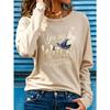 T-shirt da donna a maniche lunghe con stampa creativa, traspirante, morbida e confortevole, adatta per l'abbigliamento casual tutto l'anno
