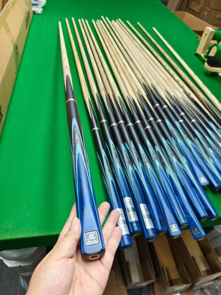 Mystery Shooter Full-Size Handmade Snooker and Pool Cue, Small Head, Black Eight Design, 16 Colors Available