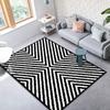 Simple Black And White Plaid Imitation Cashmere Carpet, Living Room Sand Blanket 3D Visual Striped Carpet Floor Mat Bedroom