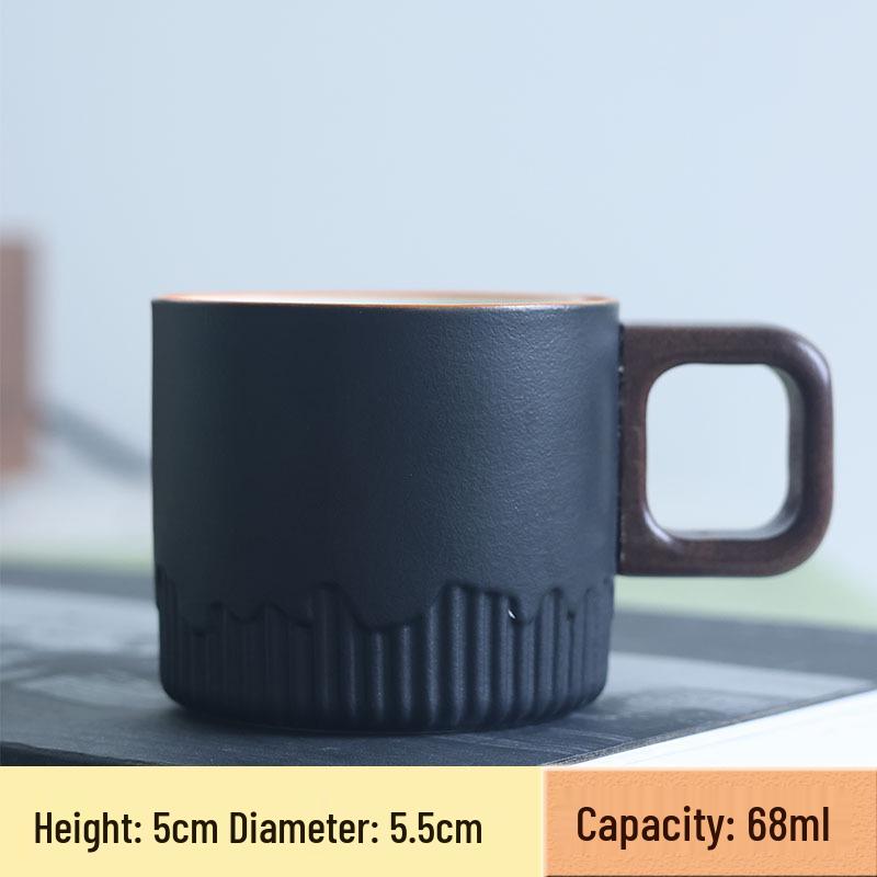 Exquisite Ceramic Tea & Coffee Cup with Wooden Handle - Gradient Glaze, Gift Box Set