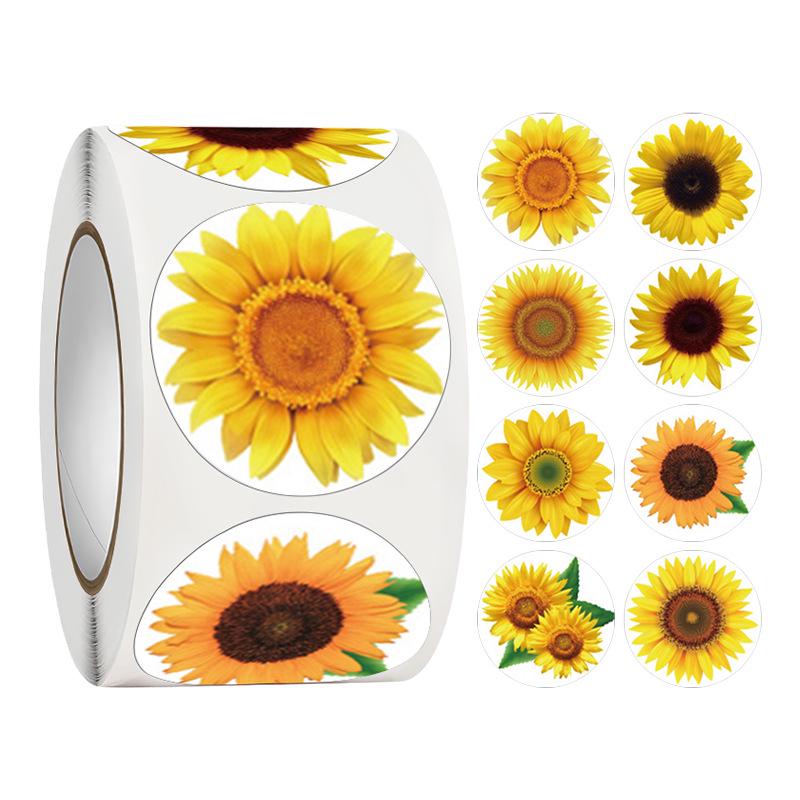 500-Roll 3.8cm Floral Thank You Stickers: Round Adhesive Labels for Gift Wrapping & Sealing