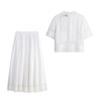 TAOP&ZA Women's Spring/Summer Elegant Crochet Shirt & Midi Skirt Set