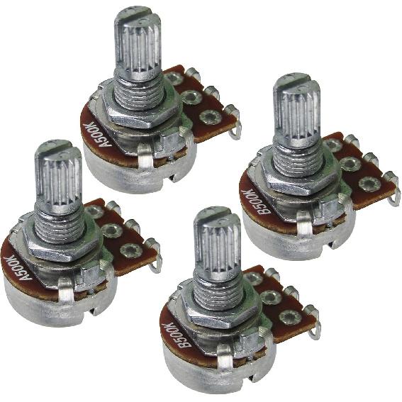 FLEOR 4pcs Small Size A500K Guitar Pots Knurled Split Shaft Potentiometers Audio Taper