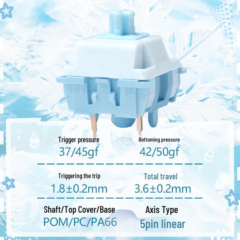 

QVQ Baobao Long Winter Blue Linear Switch, Crisp Pebble Sound, 3.6mm, DIY, 5-Pin - In Stock Baobao Long Switch 37gf