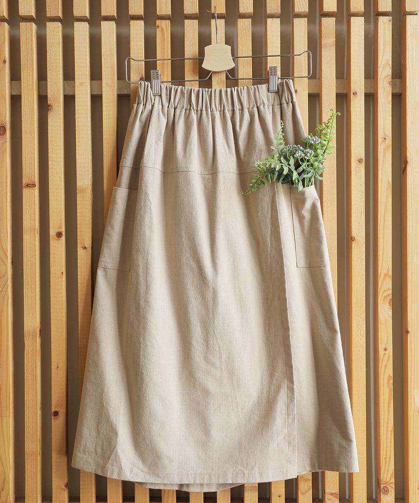 Ppaeppae All-Elastic Linen Touch 3/4 Wide Secret Skirt Pants