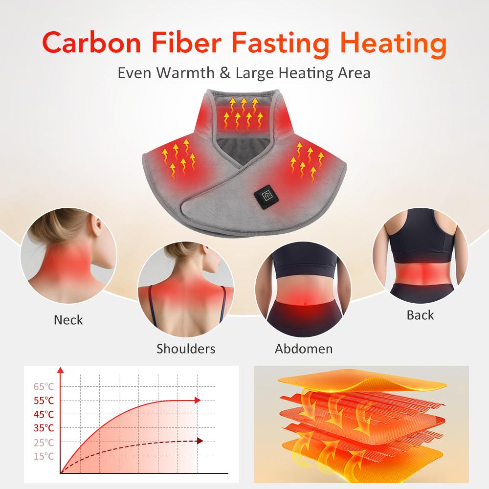 Electric Heating Shoulder Neck Pad Relief Relaxed Soft Comfortable Thermal Hot Compress Cervical Shawl USB Heated Back Warm Wrap