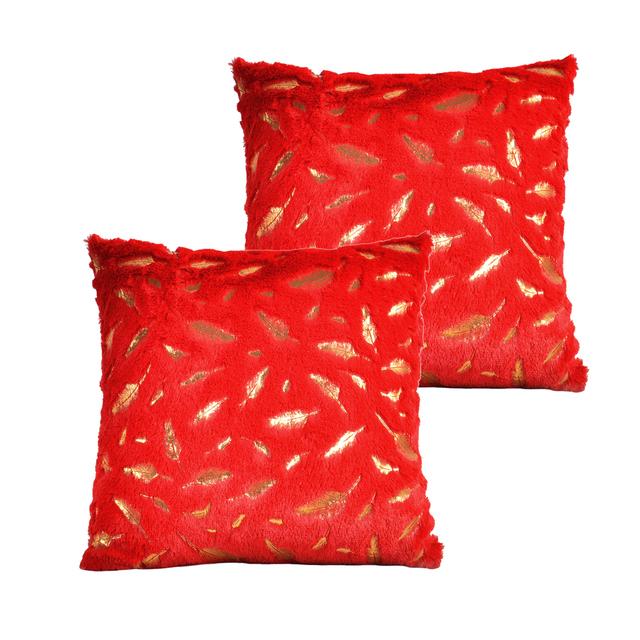 2pcs Fur Throw Pillow Cover Solid Color Bronzing Feather Plush Cushion Cover Pillowcase   for Car/Sofa/Bed/Home Decorative 4545