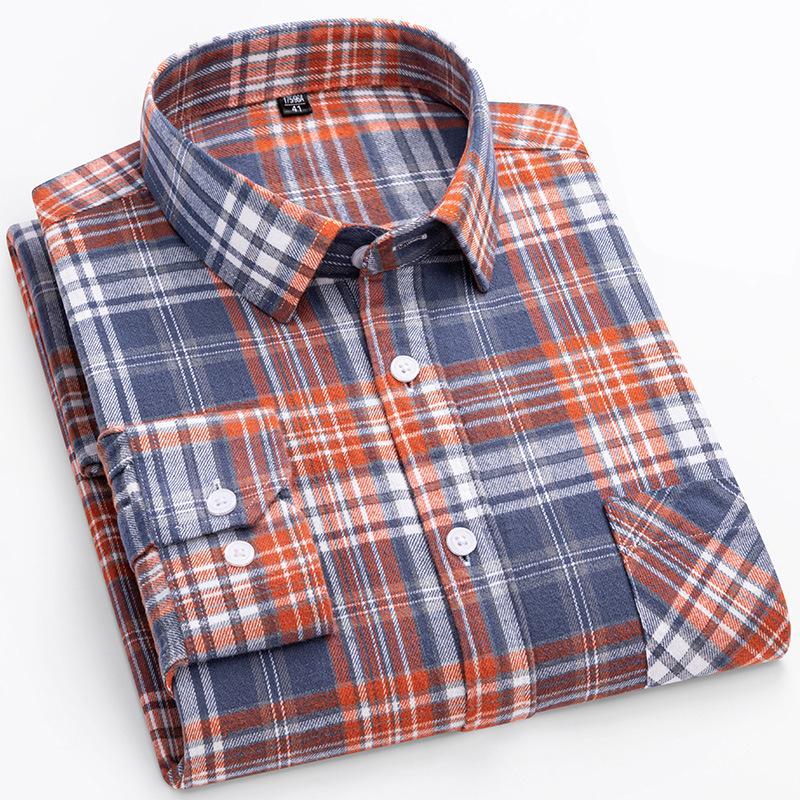 11XL / 160KG Flanellhemden Herren Große Größe Kariert Langarm 100% Baumwolle Kariert Elegante Hemden Mann Freizeitkleidung Plus Übergröße